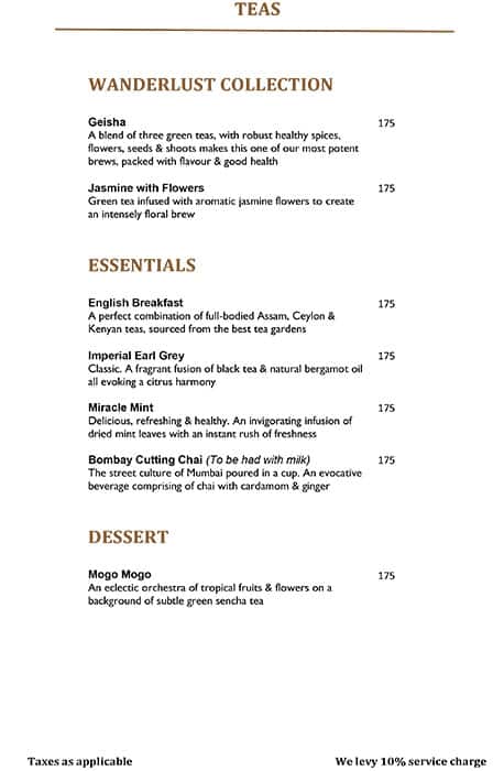 Indigo Delicatessen menu