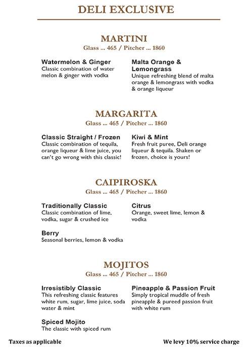 Indigo Delicatessen menu
