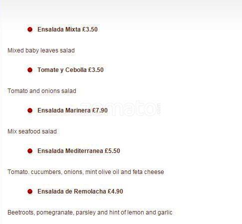 La Rueda Tapas Bar menu