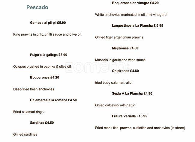 La Rueda Tapas Bar menu