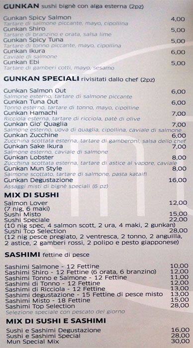 Menu di Ristorante Mūn 