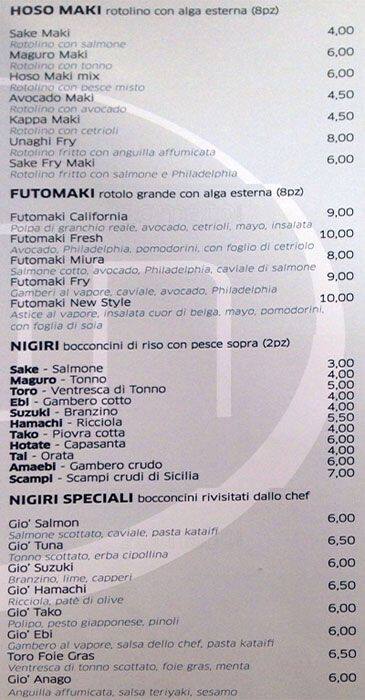 Menu di Ristorante Mūn 