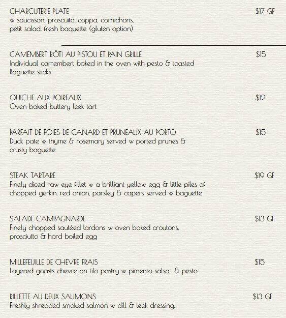 French Martini Menu, Menu for French Martini, Southbank, Brisbane