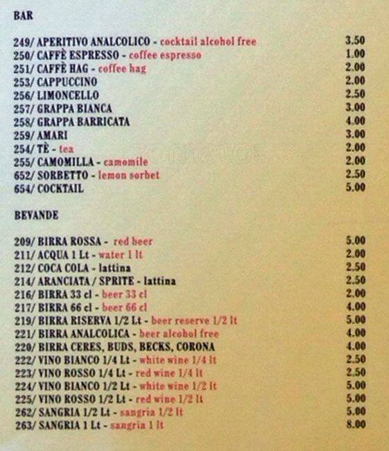 Menu di Osteria Re Sciué 