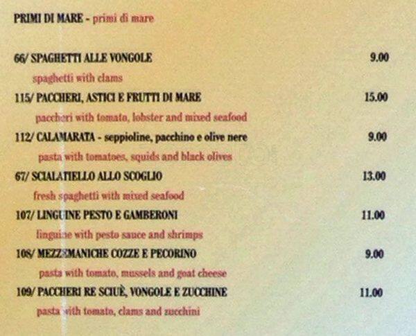 Menu di Osteria Re Sciué 