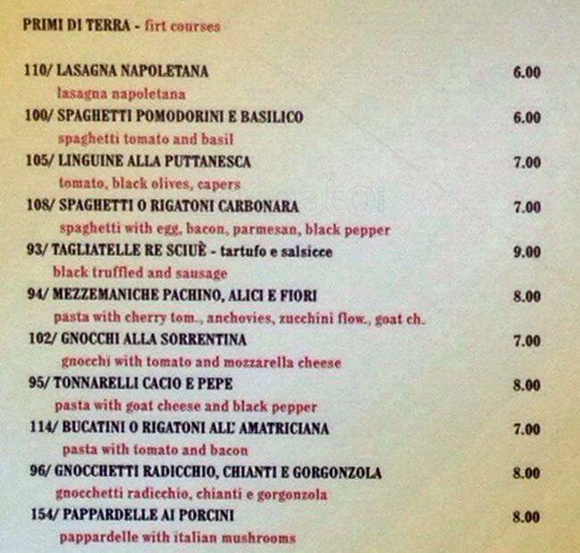 Menu di Osteria Re Sciué 