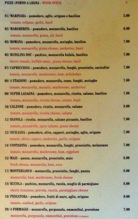 Menu di Osteria Re Sciué 