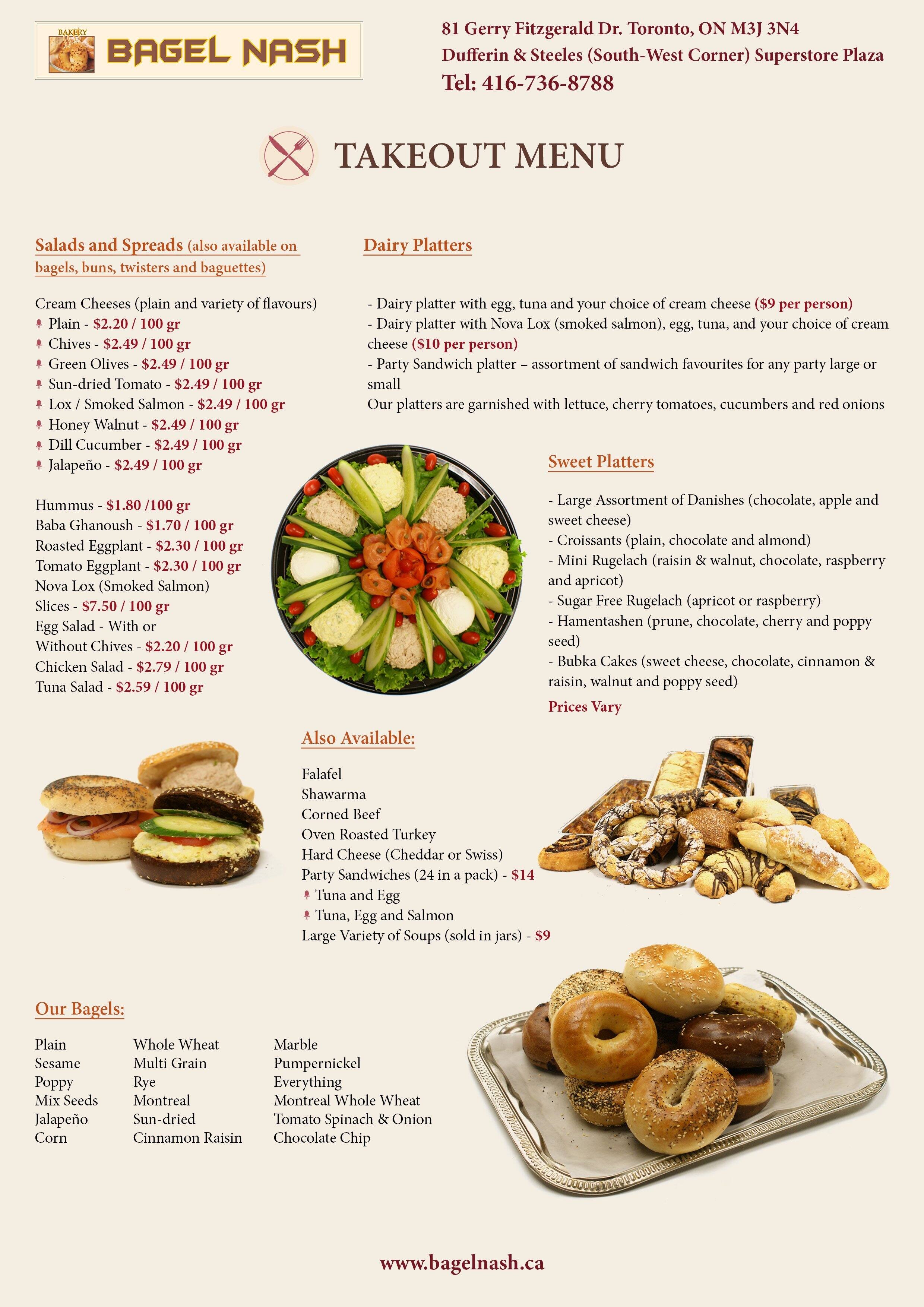 Bagel Nash Menu, Menu for Bagel Nash, North York, Toronto Urbanspoon