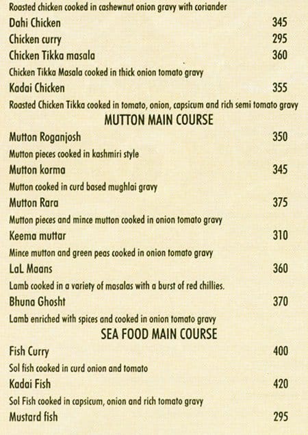 Tughlaq menu