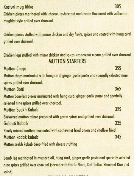 Tughlaq menu