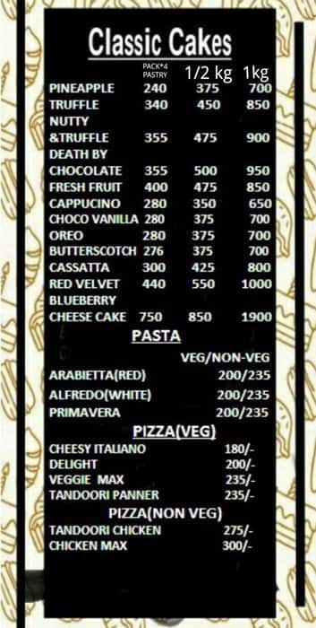 Menu at Briosca, New Delhi, E-157