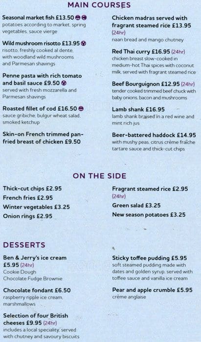 Mercure London Bridge menu