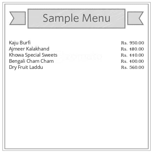 Balaji Jodhpur Sweet House menu
