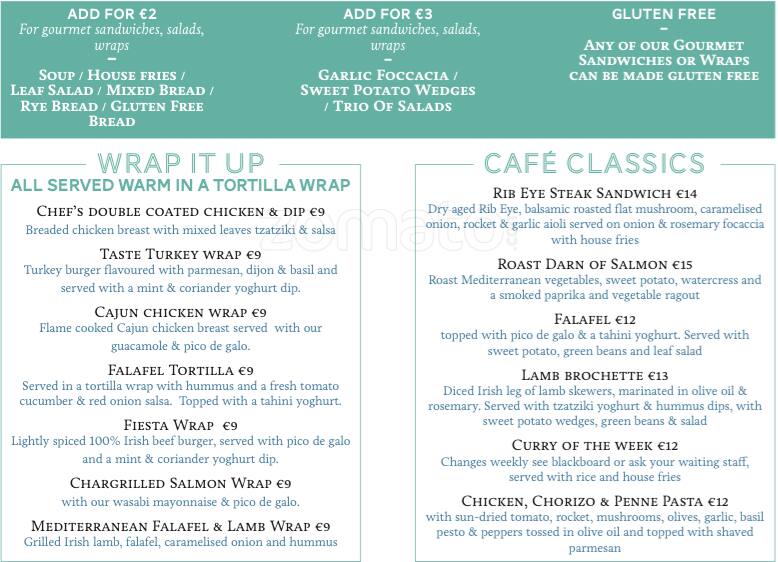 Menu At Taste Food Company Cafe Dublin