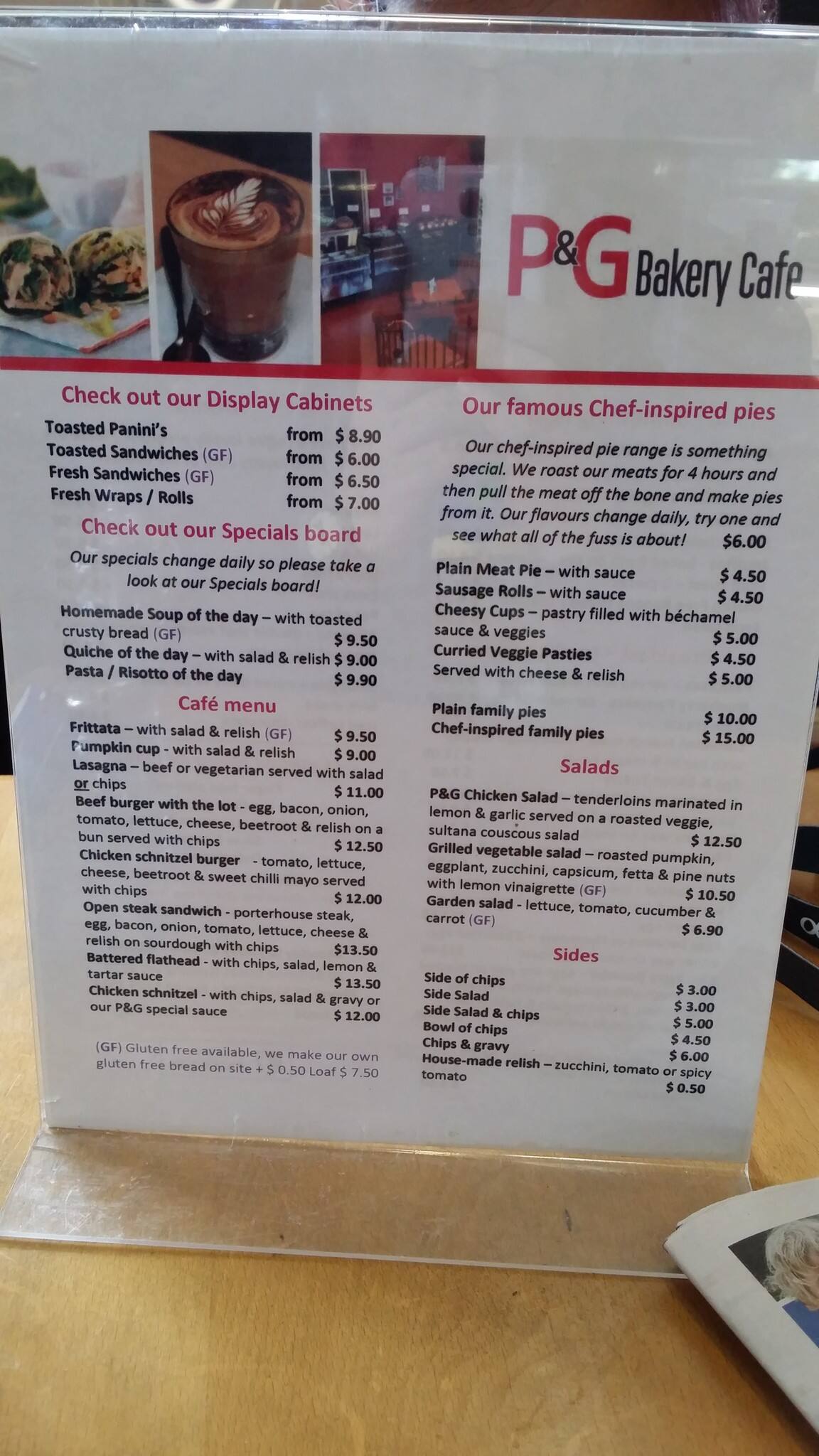 P&G Bakery Cafe Menu, Menu for P&G Bakery Cafe, Geelong CBD, Geelong Urbanspoon/Zomato