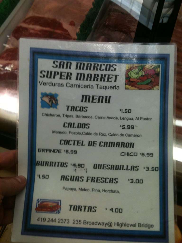 San Marcos Tacos Menu, Menu for San Marcos Tacos, Toledo, Toledo