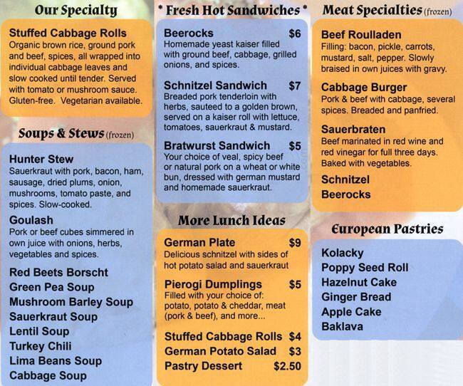 Homemade European Foods Menu, Menu for Homemade European Foods