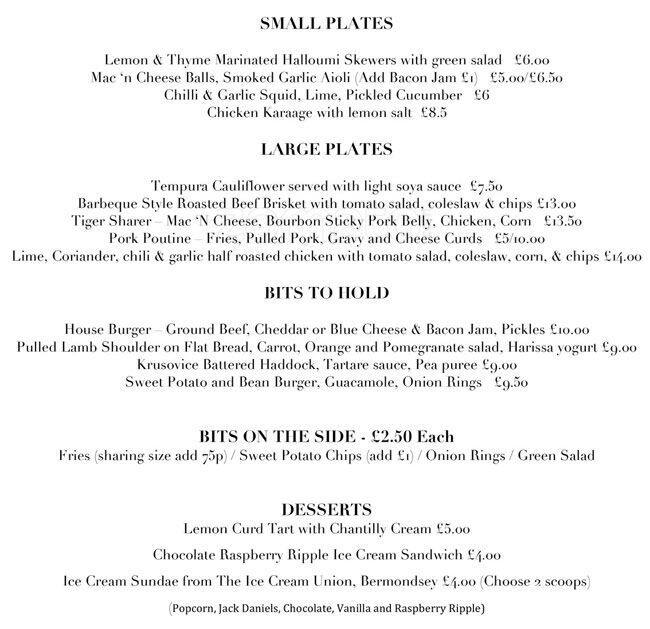 The Tiger Menu, Menu For The Tiger, Homerton, London - Zomato Uk