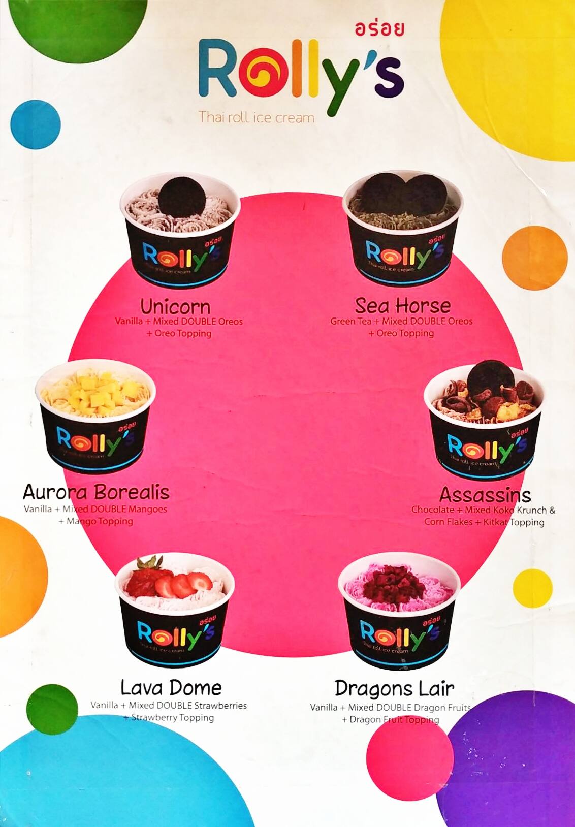 Carta del postres Rolly's Thai Roll Ice Cream, Bekasi