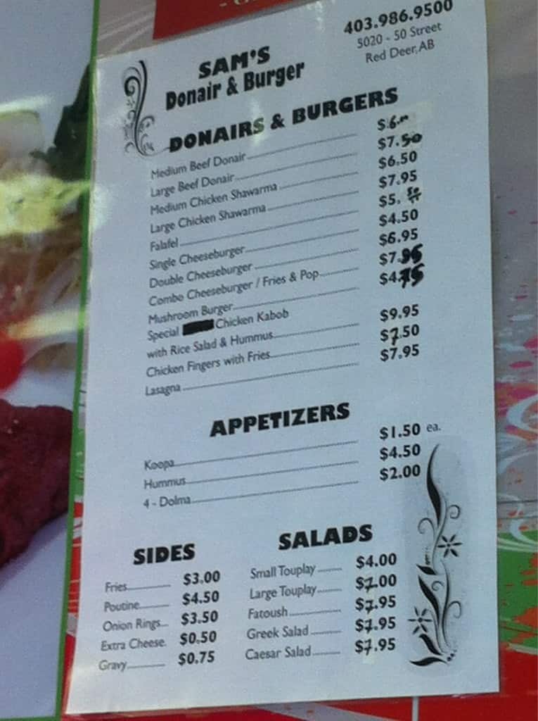 Sam's Donair Menu, Menu for Sam's Donair, Red Deer, Red Deer Urbanspoon/Zomato Sam's Donair Menu, Menu for Sam's Donair, Red Deer, Red Deer Urbanspoon/Zomato