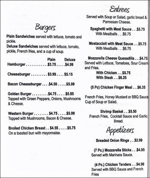 Menu at Golden Skillet restaurant, Elgin, Big Oak Shopping Center