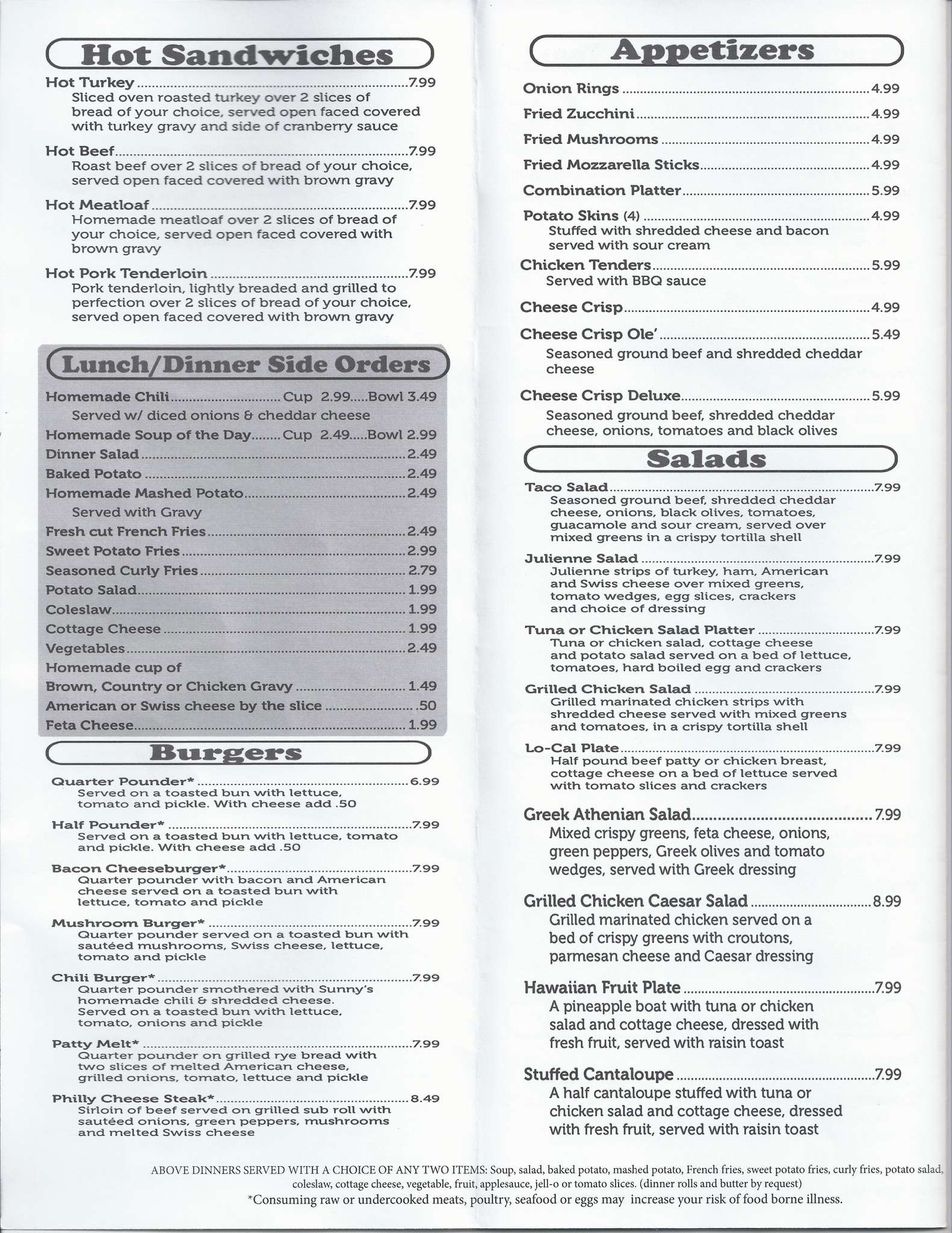 Sunny's Diner Menu, Menu for Sunny's Diner, Tempe, Tempe Urbanspoon