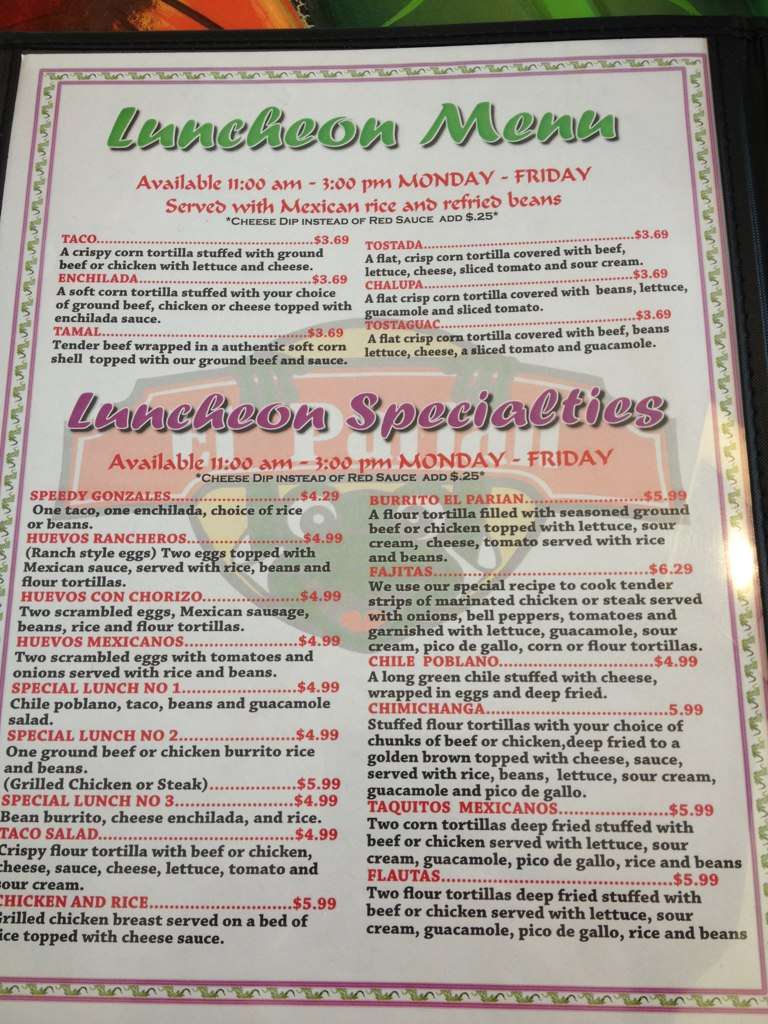 Menu At El Parian Restaurant Arkadelphia menu-at-el-parian-restaurant-arkadelphia