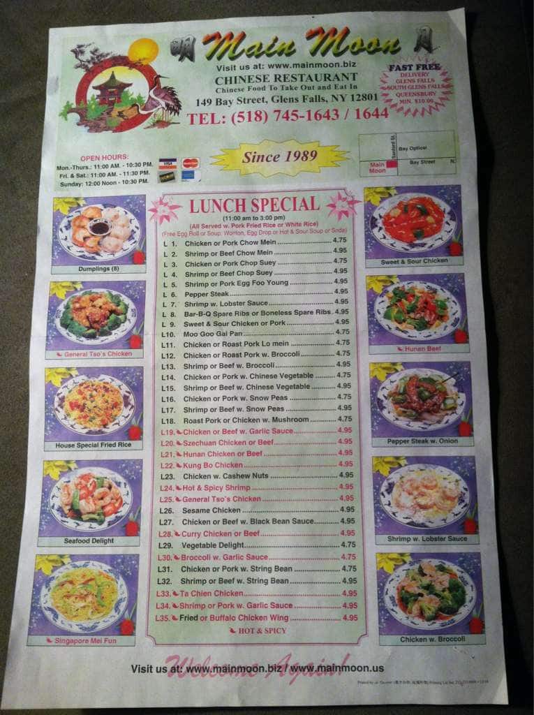 Main Moon Chinese Take-out Menu