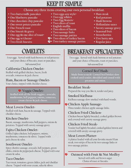 Menu at Kitchen Table Cafe Salmon Creek, Vancouver, NE 134th St 101