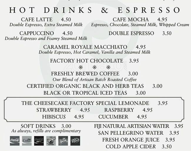 Menu at The Cheesecake Factory desserts, Memphis