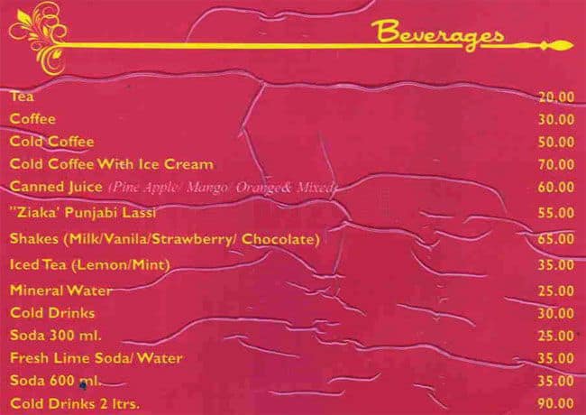 The Punjabi Zaika menu