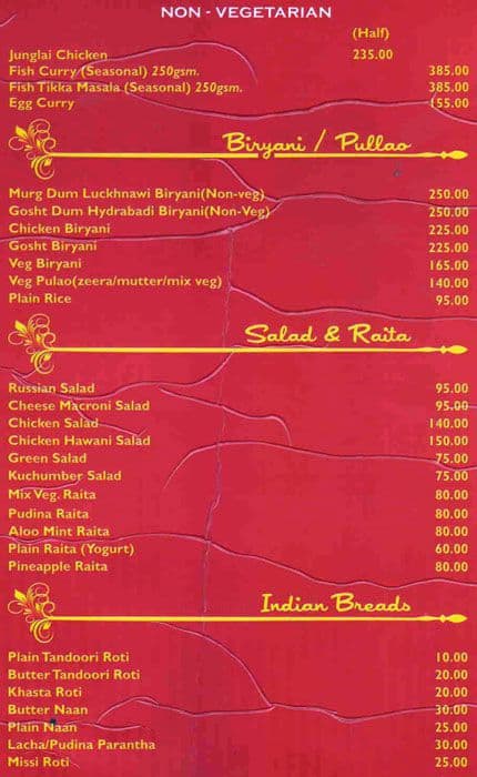 The Punjabi Zaika menu