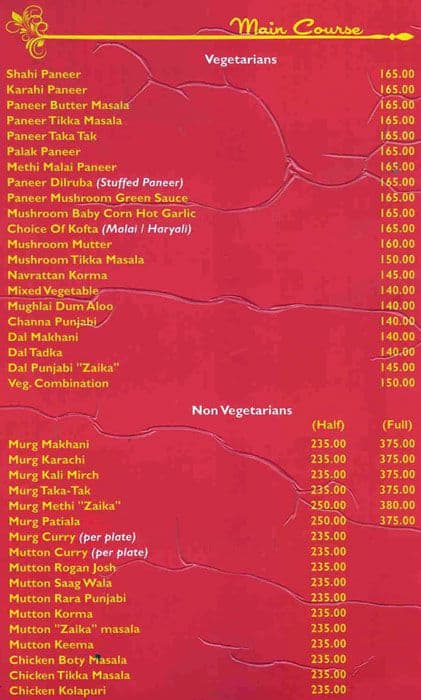 The Punjabi Zaika menu