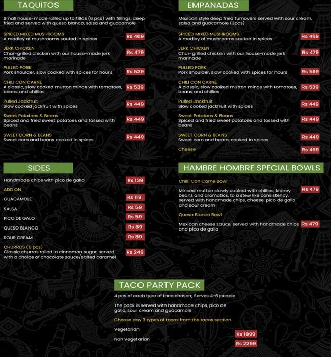 Hambre Hombre - Mexican Kitchen menu