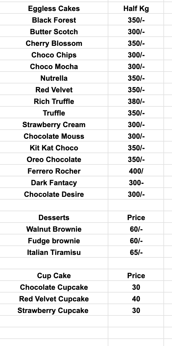 Menu of Eat Cake Love, Kandivali West, Mumbai