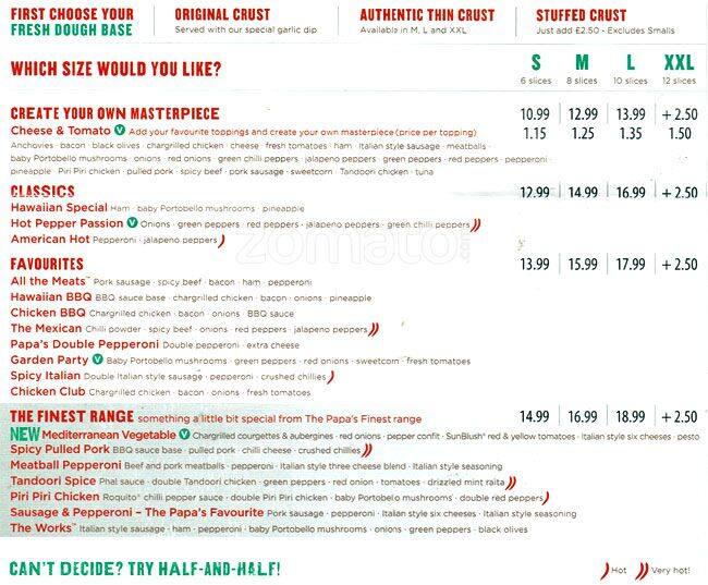 Papa John's Menu, Menu for Papa John's, Harringay, London - Zomato UK