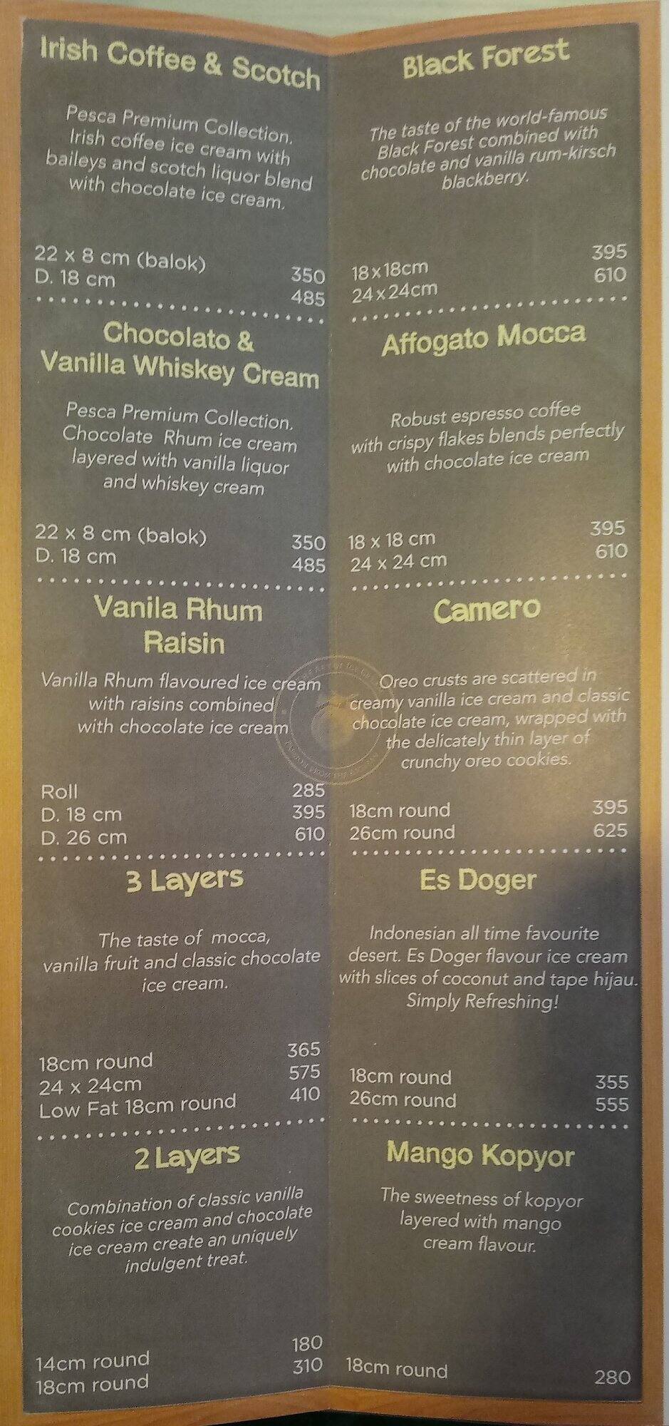 Pesca Ice Cream Cakes Menu, Menu for Pesca Ice Cream Cakes, Kelapa