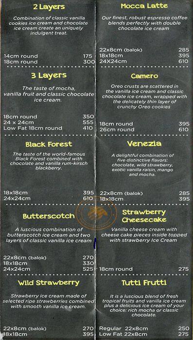 Pesca Ice Cream Cakes Menu, Menu untuk Pesca Ice Cream ...