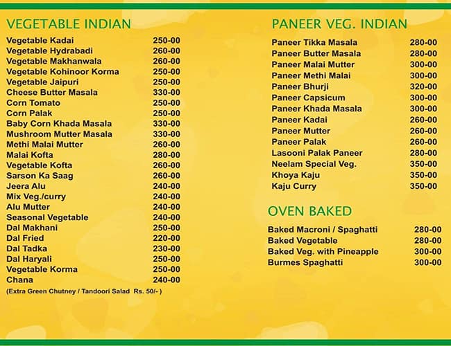 Neelam's Lutf menu