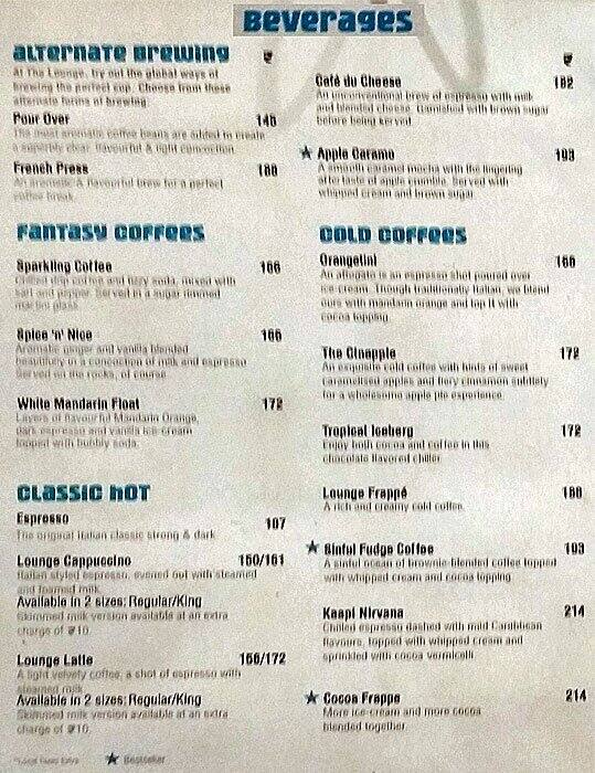 Cafe Coffee Day Lounge Sector 17 Menu Cafe Coffee Day Lounge Sector 17 Menu