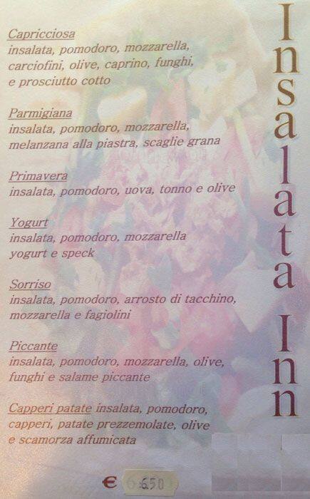 Menu di Molino delle Armi - PARTNER ELFBAR LOST MARY 