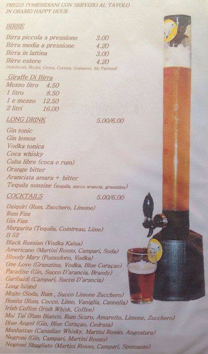 Menu di Molino delle Armi - PARTNER ELFBAR LOST MARY 