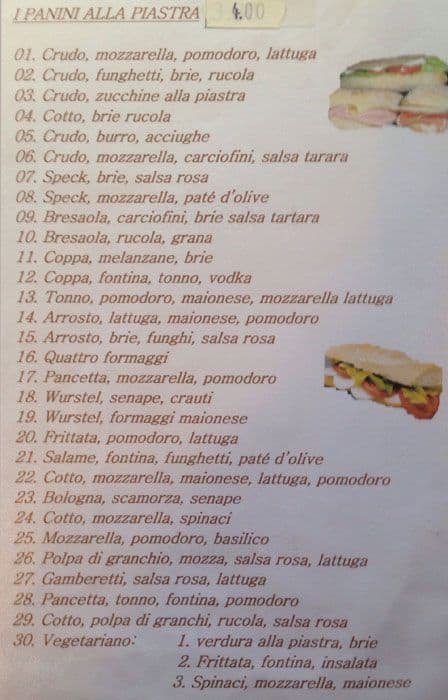 Menu di Molino delle Armi - PARTNER ELFBAR LOST MARY 