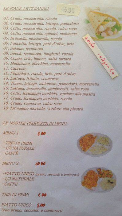 Menu di Molino delle Armi - PARTNER ELFBAR LOST MARY 