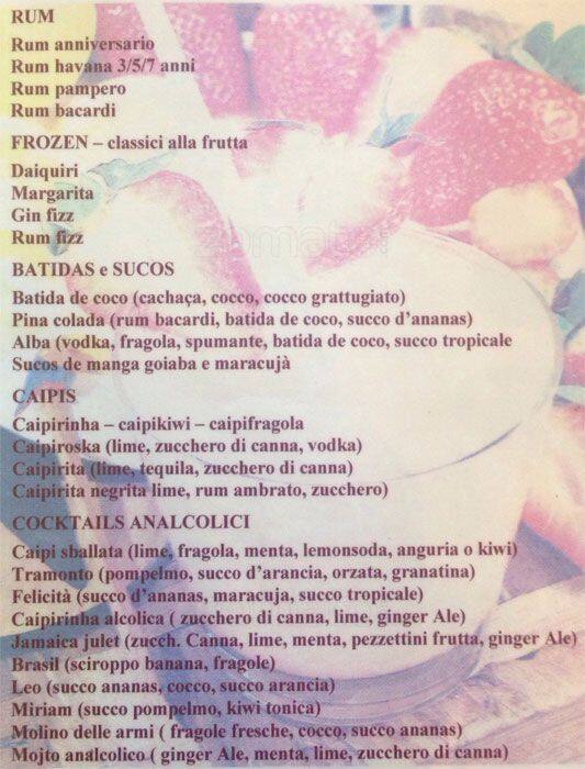 Menu di Molino delle Armi - PARTNER ELFBAR LOST MARY 