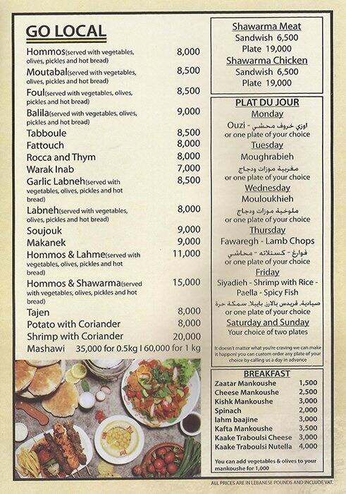 Carta de Le Bistro De Papaya