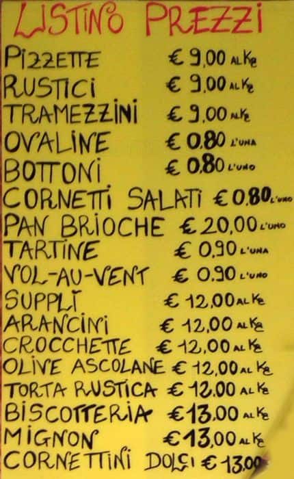 Menu di Pasticceria F.lli Remia 