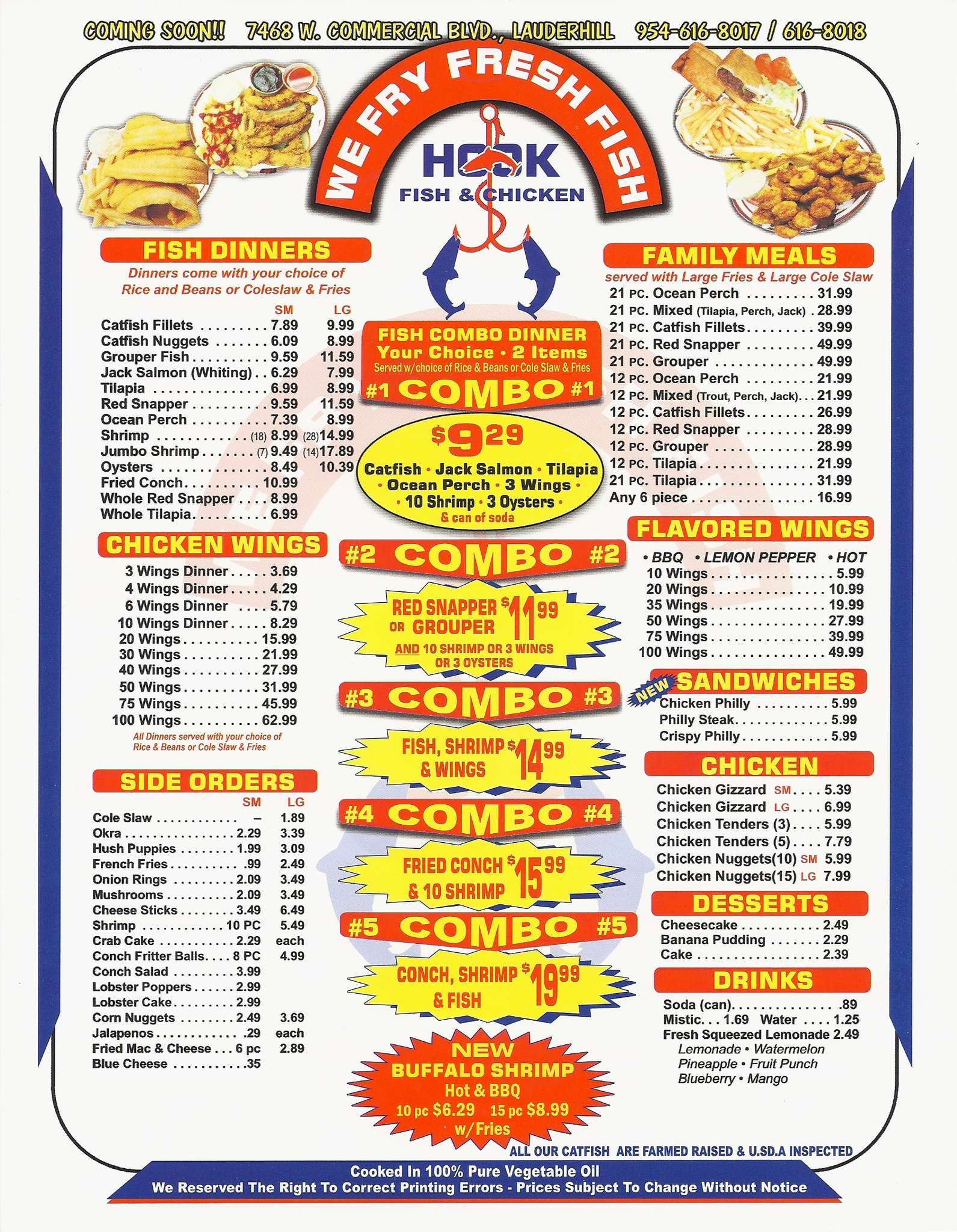 Menu At Hook Fish And Chicken Restaurant, Lauderdale Lakes