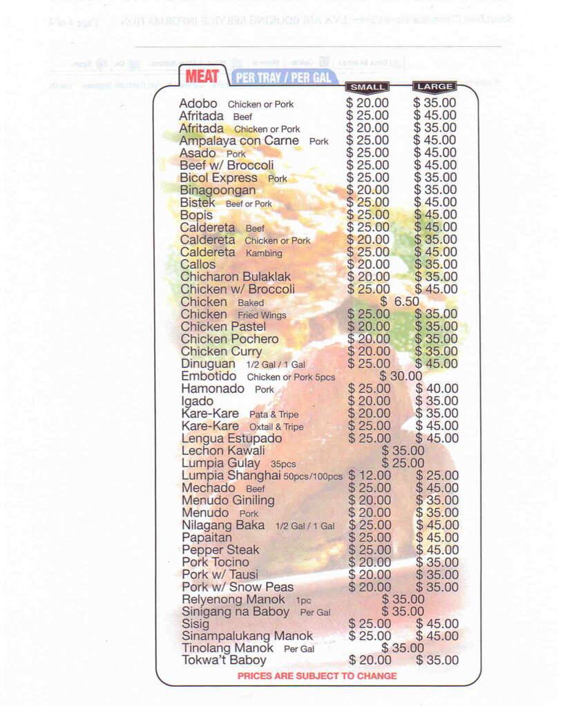 PhilAm Food Market a Jersey City Foto del Menu con Prezzi