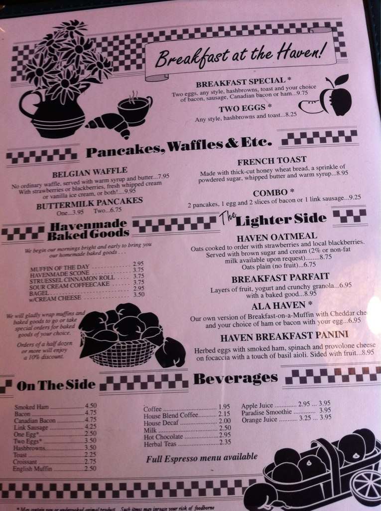 First Street Haven Menu, Menu for First Street Haven, Port Angeles